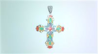 Pendente Donna Sacro in Oro bianco Diamante CROCE PASINO SMALTO CATTEDRALE DIA CT 0.03 UO/C 4.30 Sommer B